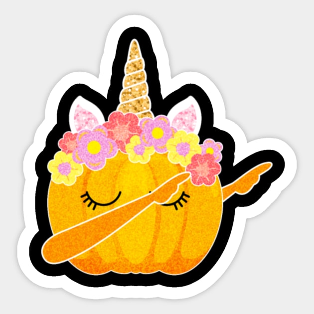 Cute Dabbing Pumpkin Unicorn Halloween Sticker by Nulian Sanchez